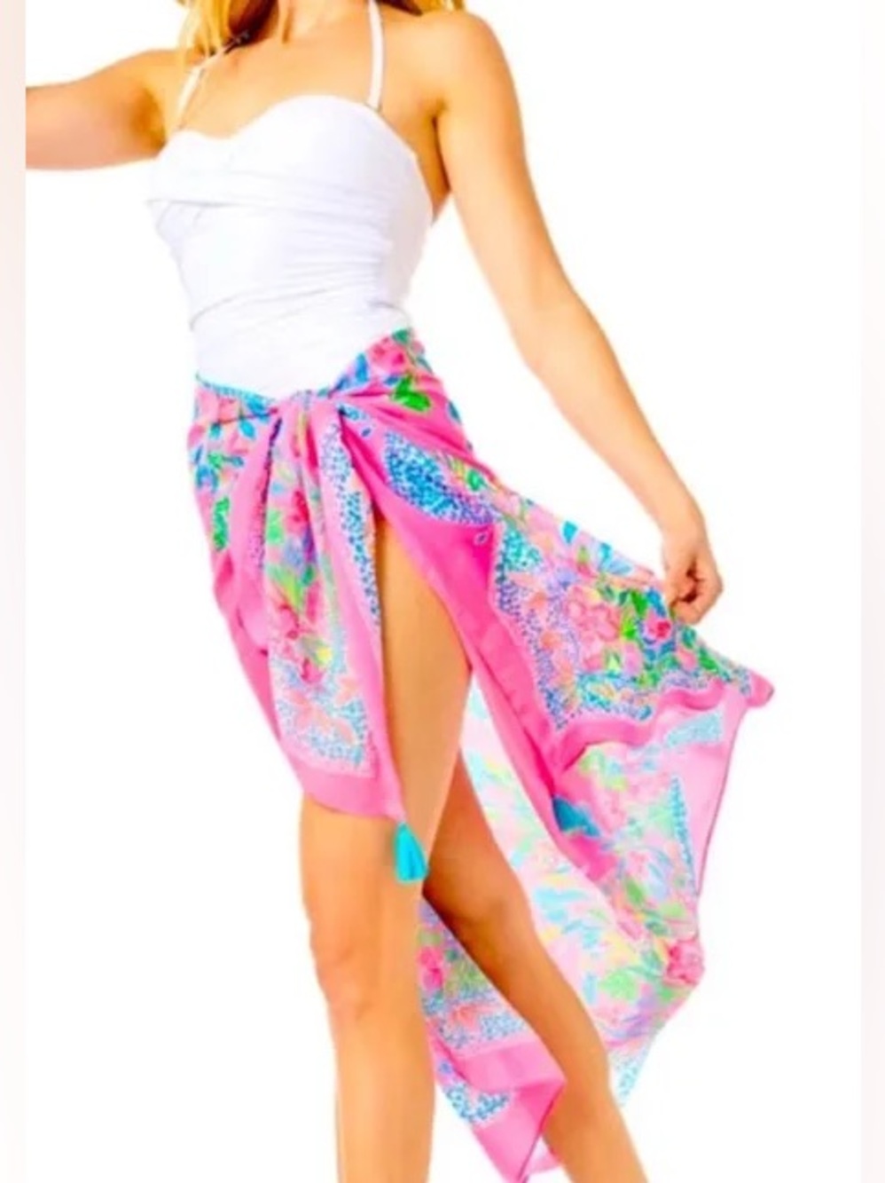 Lilly Pulitzer Pareo Havana Pink Casa Jaguar Swim Swimsuit Coverup Wrap Sarong